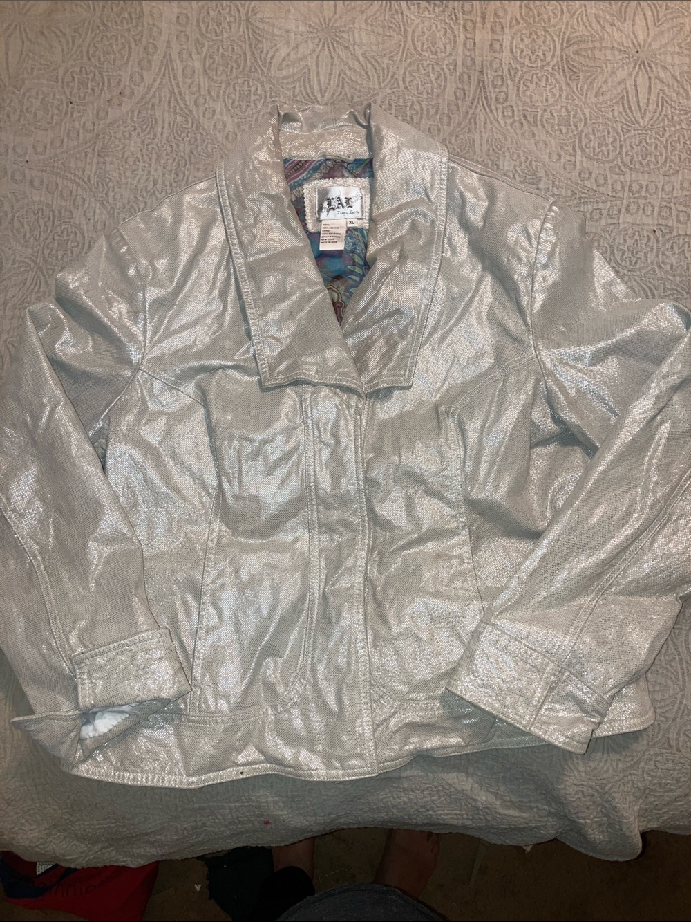 Live a Little Metallic Silver Snakeprint Leather Jacket